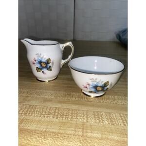 Vintage Delphine Bone China Made in England Small Cream & Sugar Dish Cup